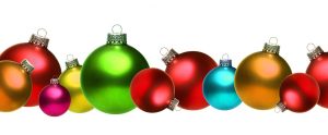 colorful christmas ornaments banner