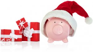 Chistmas Savings Piggybank with santa hat